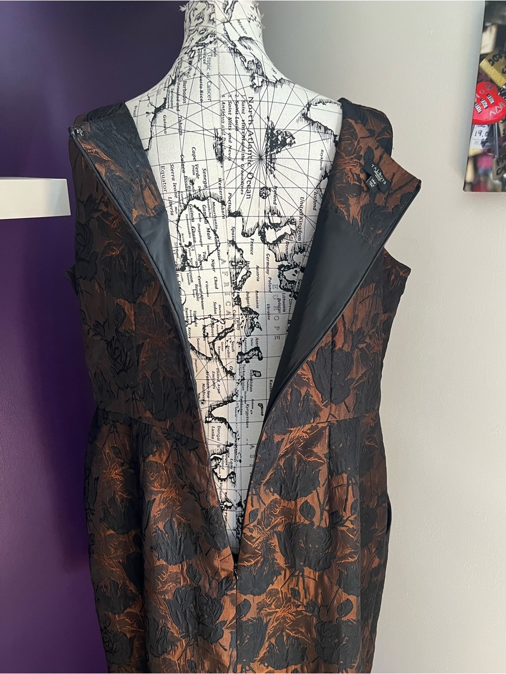 7 for $30 Talbots Sleeveless Black and Brown Floral Jacquard Dress - Picture 10 of 13